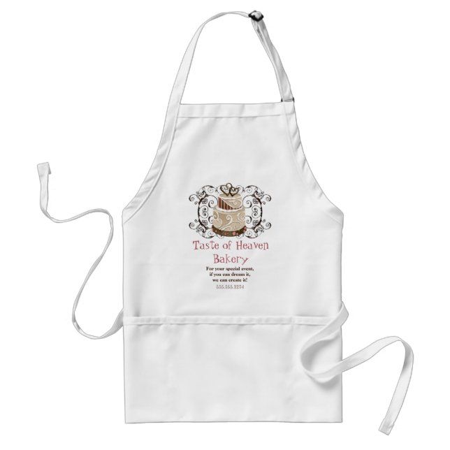 Custom Wedding Cake Modern Dot Stripe Swirls Adult Apron (Front)