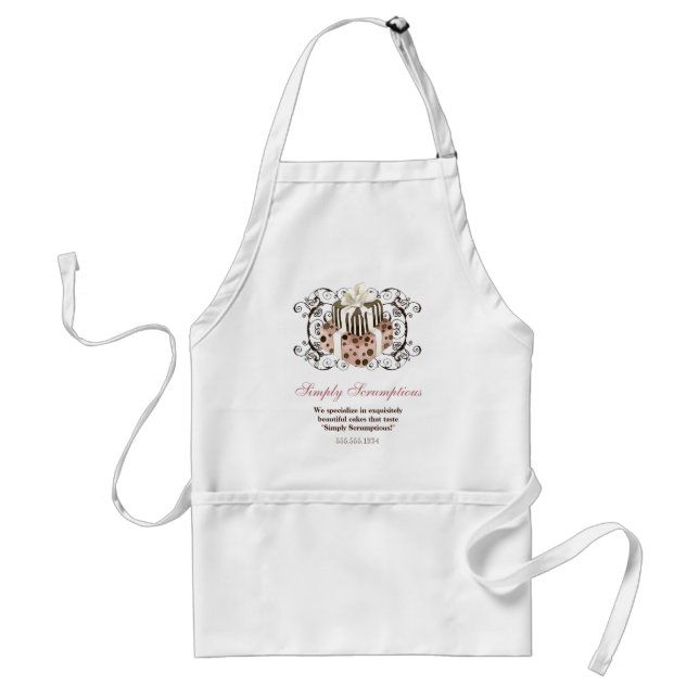 Custom Wedding Cake Modern Dot Stripe Swirls Adult Apron (Front)