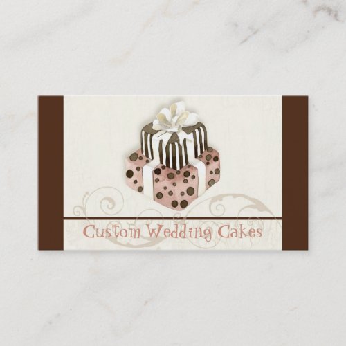 Custom Wedding Cake Modern Dot Stripe Swirls Business Card