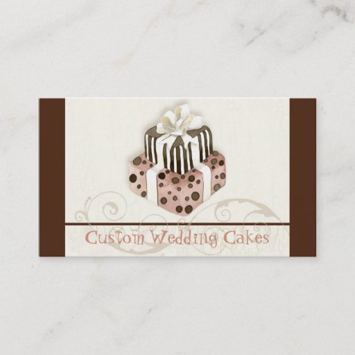 Customizable Custom Wedding Cake Modern Dot Stripe Swirls Business Card