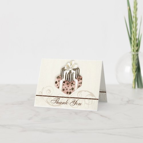 Custom Wedding Cake Modern Dot Stripe Swirls Thank You Card