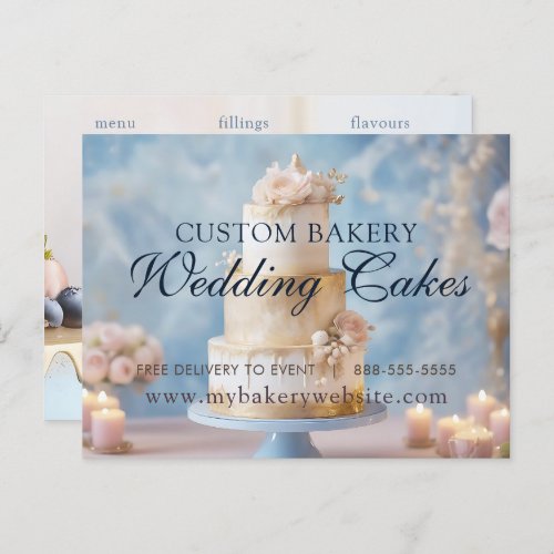 Custom Wedding Cakes Bakery Flyer Postcard