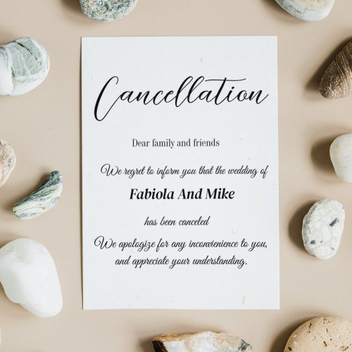  Custom wedding cancellation announcement card 