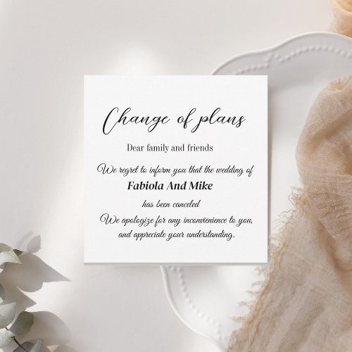  Custom wedding cancellation announcement card 