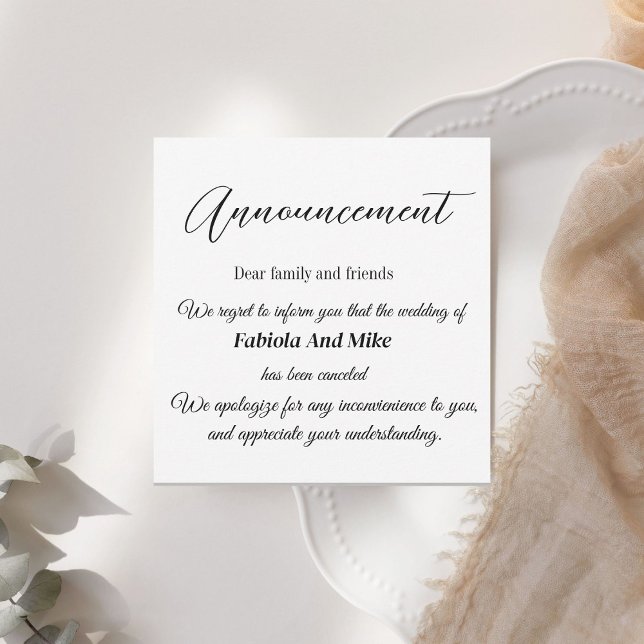  Custom wedding cancellation announcement card  (Creator Uploaded)