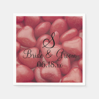 Custom Wedding Candy Hearts Monogram Names Date Pa Napkins