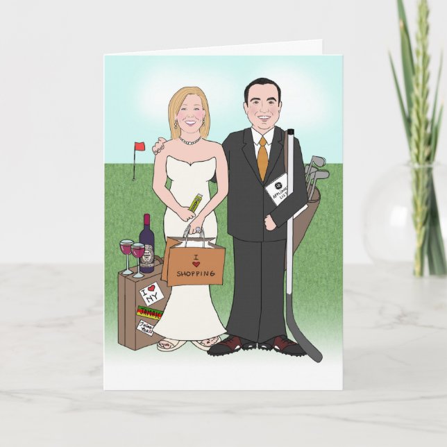 Custom Wedding Caricature Invitation Card (Front)