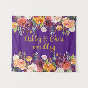 Custom Wedding Ceremony Floral Photo Booth Prop Tapestry