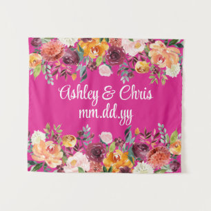 Custom Wedding Ceremony Floral Photo Booth Prop Tapestry