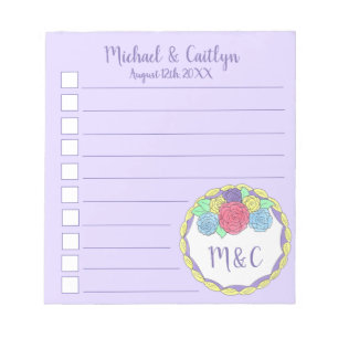 Custom Wedding Checklist Purple Floral Cake Favor Notepad