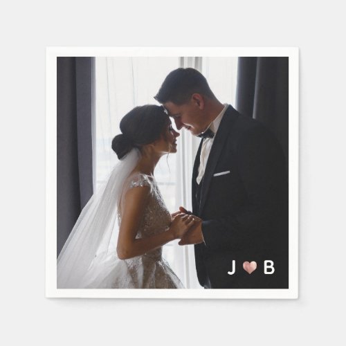 Custom Wedding Couple Photo Elegant Monogram Heart