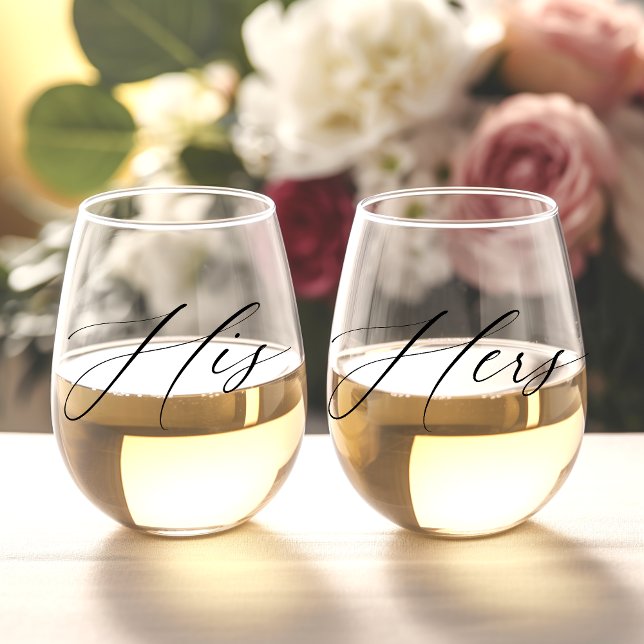 Custom Wedding Couple Stemless Wine Glass (Creator Uploaded)