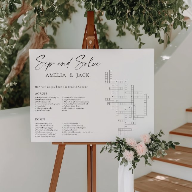 Custom Wedding Crossword Sip and Solve Sign (Creator Uploaded)