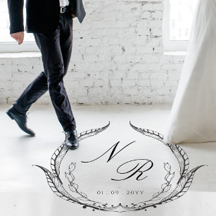 Custom Wedding Dance Floor Script Monogram Black Floor Decals