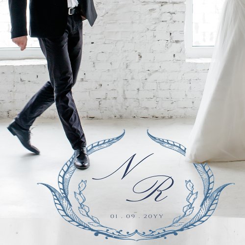 Custom Wedding Dance Floor Script Monogram Blue Floor Decals