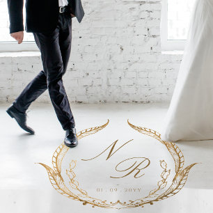 Custom Wedding Dance Floor Script Monogram Gold Decals