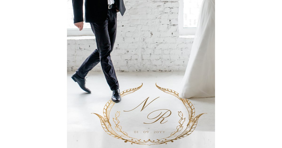 Custom Wedding Dance Floor Script Monogram Gold Decals | Zazzle