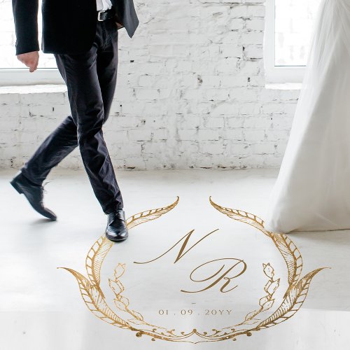 Custom Wedding Dance Floor Script Monogram Gold Floor Decals