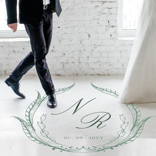 Custom Wedding Dance Floor Script Monogram Green Floor Decals