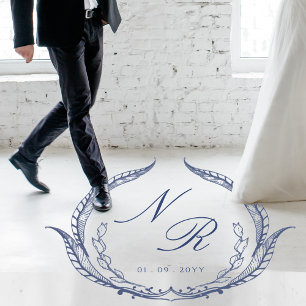 Custom Wedding Dance Floor Script Monogram Navy Decals