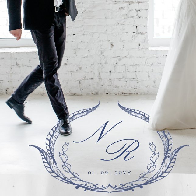 Custom Wedding Dance Floor Script Monogram Navy Decals (Creator Uploaded)