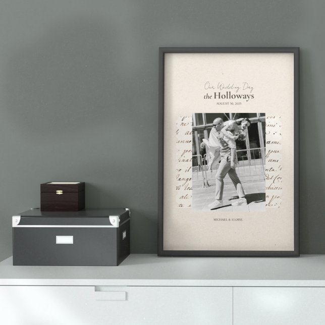Custom Wedding Date Photo Memorabilia Print (Capture your wedding date with this framed art print!)
