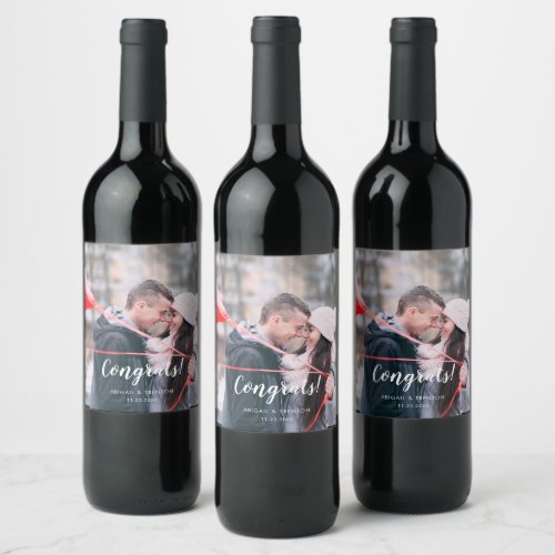 Custom Wedding Day Photo Congrats Wine Label