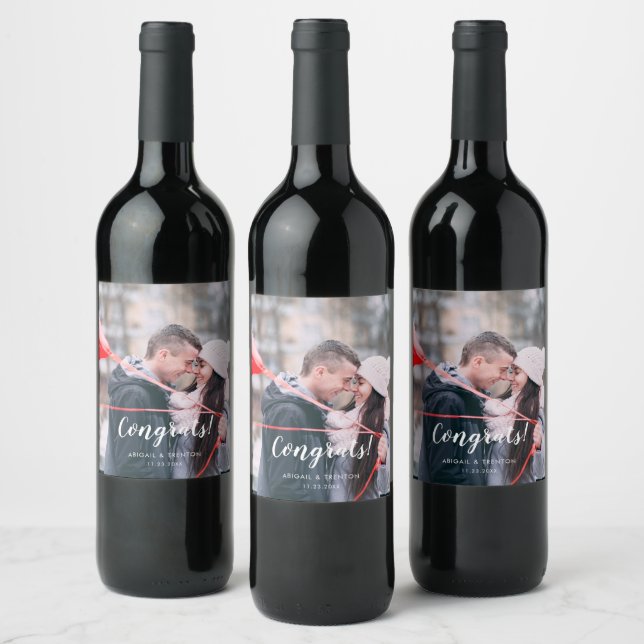 Custom Wedding Day Photo Congrats Wine Label (Bottles)