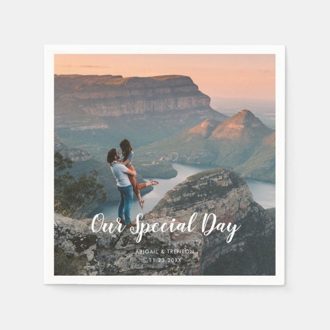 Custom Wedding Day Photo Napkins (Front)