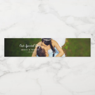 Custom Wedding Day Photo Water Bottle Label