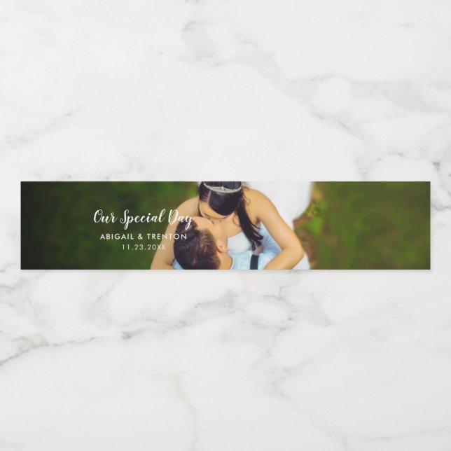 Custom Wedding Day Photo Water Bottle Label (Single Label)