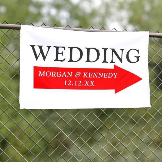 Custom Wedding Direction Banner (Add your names and wedding date to the arrow that points the way to your wedding)