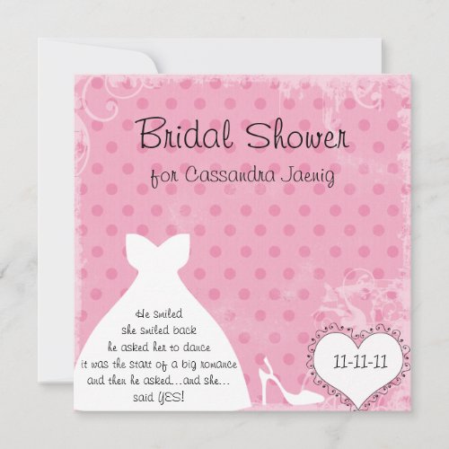 Custom Wedding Dress Bridal Shower Invitation