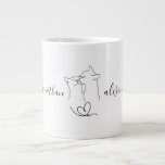 Custom Wedding Engagement Party Cats Couple Gift   Giant Coffee Mug<br><div class="desc">Black and  White Modern Simple Mug | Custom Wedding Engagement Party Personalized Gifts Cats Couple Names Giant Coffee Mug |
It features cute cat artwork with one-line drawing and custom text.</div>