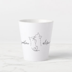 Custom Wedding Engagement Party Cats Couple Gift  Latte Mug