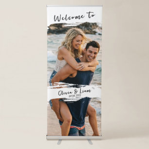 Custom Wedding Fabric Sign, Linen Wedding Welcome Retractable Banner