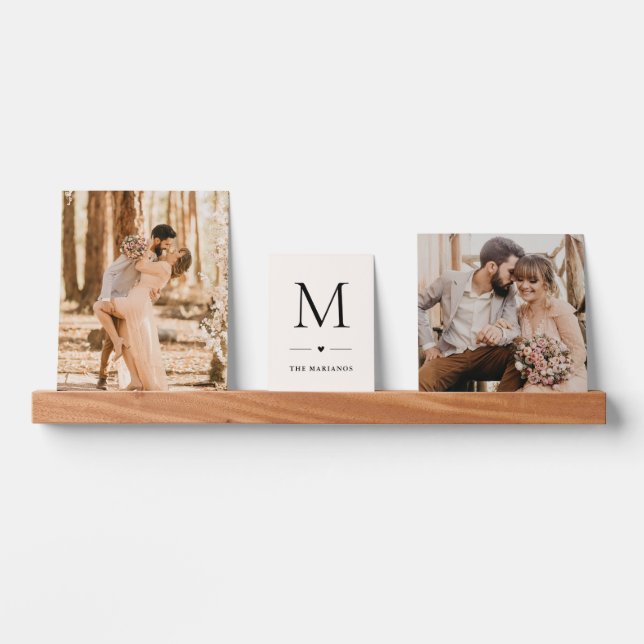 Custom Wedding Family Photo Monogram Picture Ledge (Front)