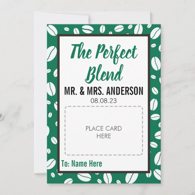 CUSTOM Wedding Favor Coffee Gift Card Holder (Front)