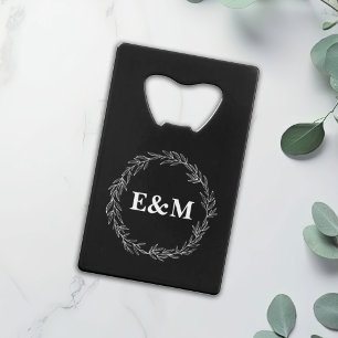 Custom Wedding Favor Floral Wreath Credit Card Bottle Opener
