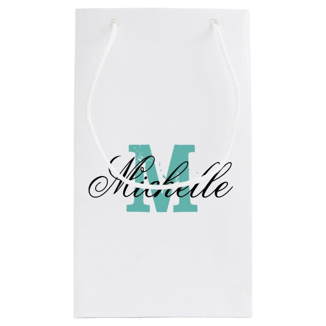 Custom wedding favor gift bag with chic monogram (Back)