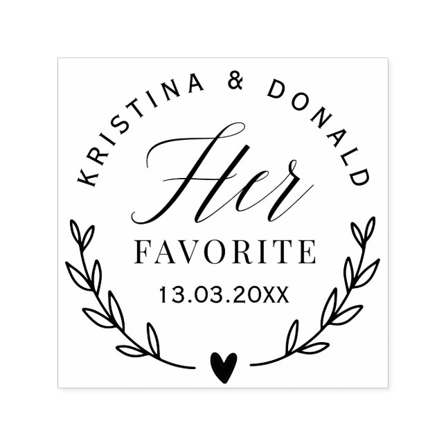 Custom Wedding Favor Her Favorite Classic Round St Self-inking Stamp (Design)