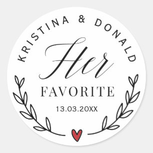 Custom Wedding Favor Her Favorite Classic Round St Sticker