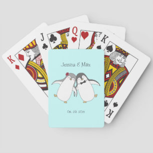 Custom Wedding Favor Playing Card Cute Penguins