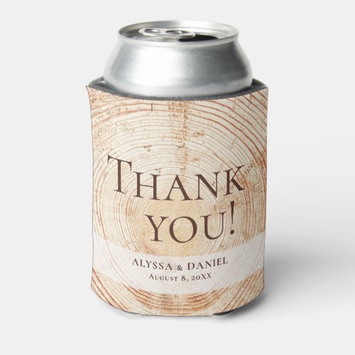 Custom Wedding favor Thank you Wood Cut Slice Can Cooler