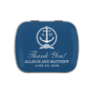 Custom Wedding Favor Tins | Nautical Monogram Candy Tins