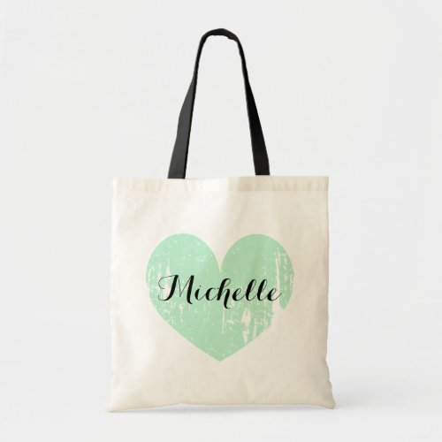 Custom wedding favor tote bag with vintage heart