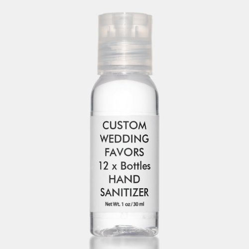 Custom Wedding Favors 12 x HAND SANITIZER BOTTLES