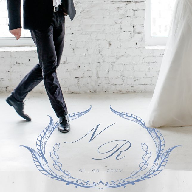 Custom Wedding Floor Script Monogram Dusty Blue Decals (Creator Uploaded)