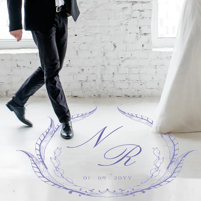 Custom Wedding Floor Script Monogram Lavender Decals | Zazzle