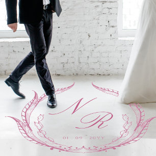 Custom Wedding Floor Script Monogram Pink Decals